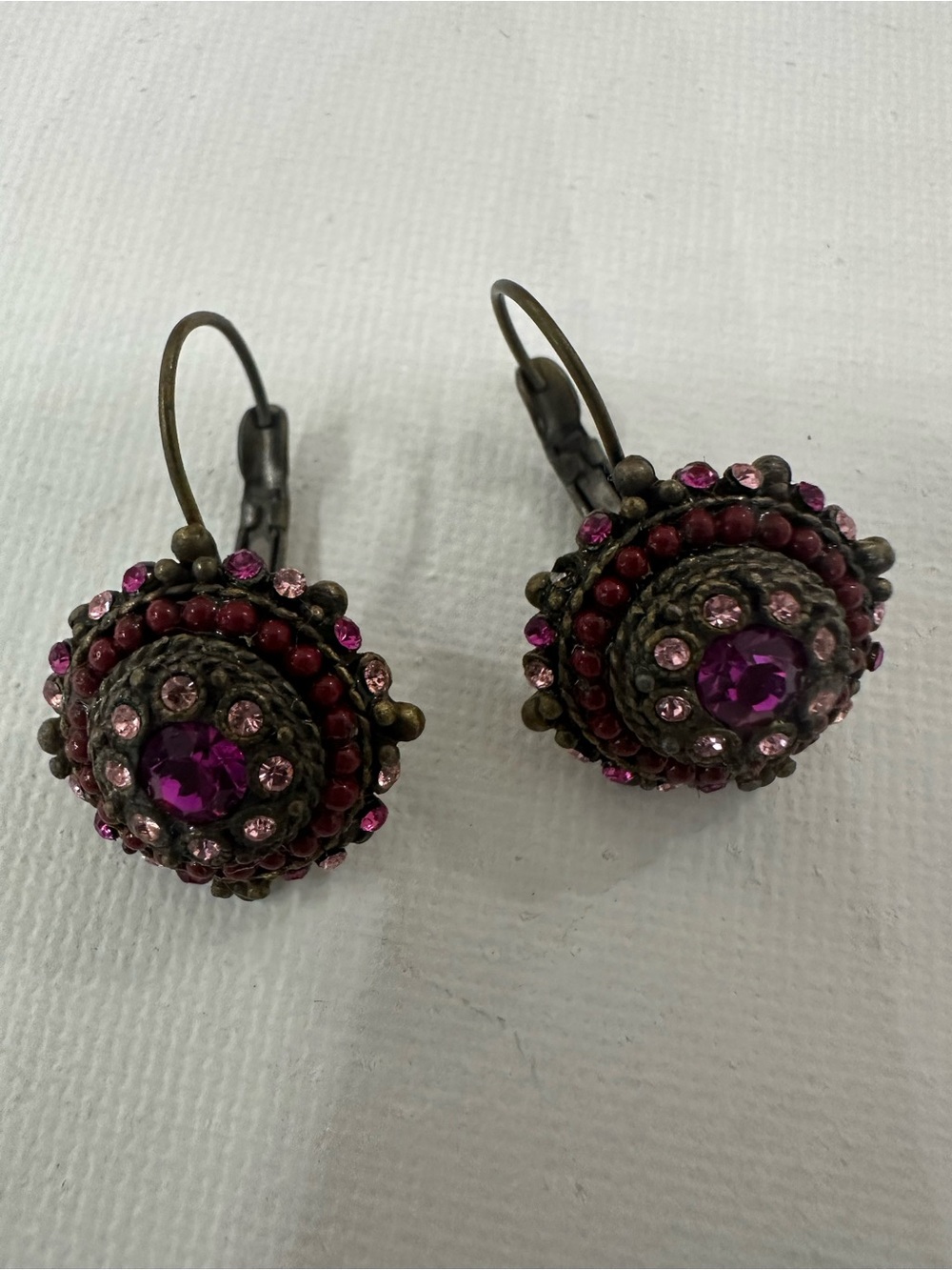 Vintage-Style Pink Crystal Drop Earrings